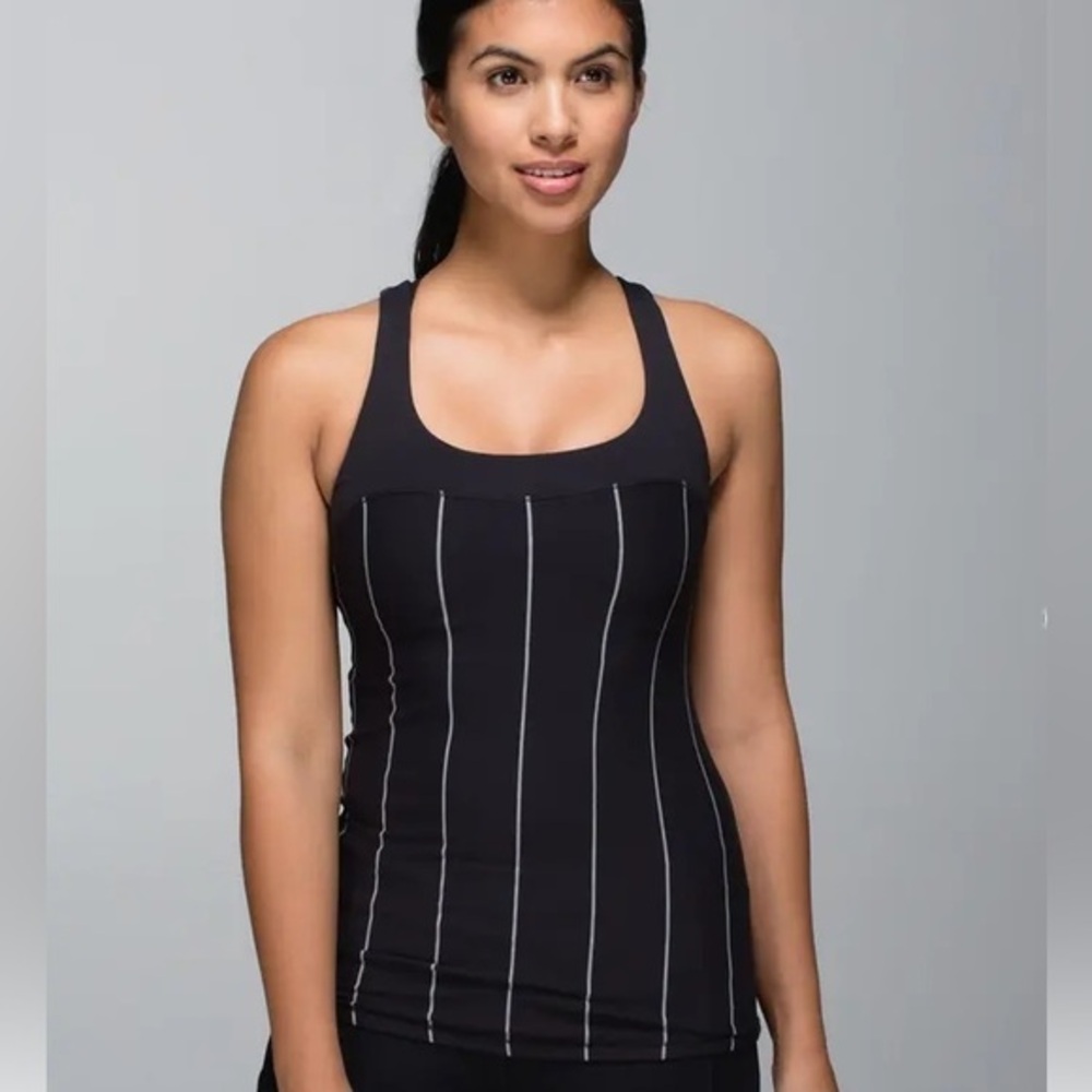 Lululemon First Base‎ Tank Black White Stripe Racerback